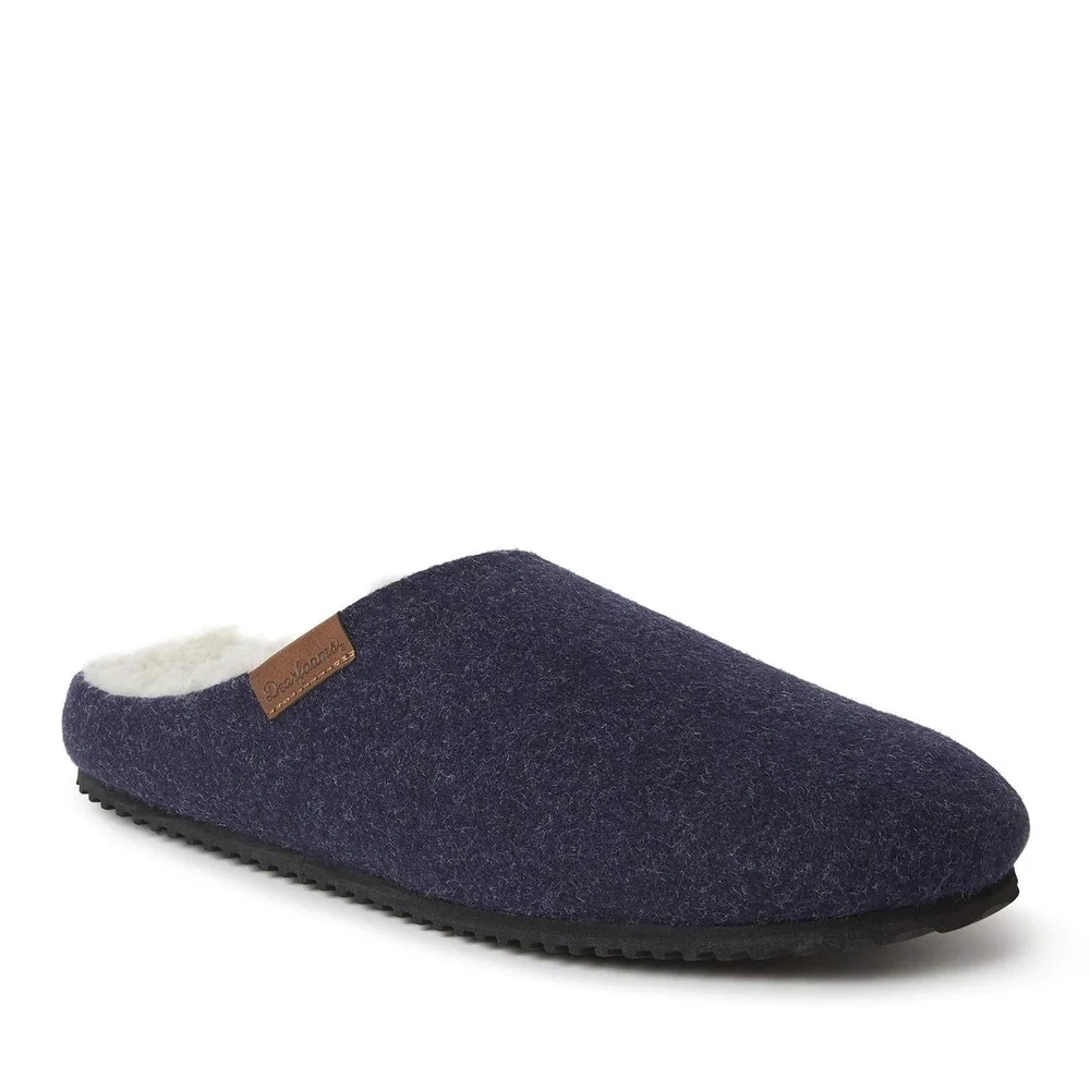 Dearfoams Men's M-(9-10) Microwool Clog with Molded Footbed Slipper Navy 30942